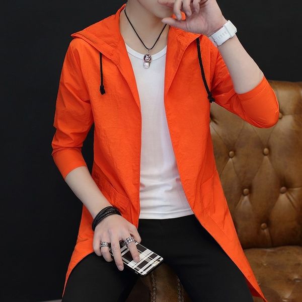 

mlvuc 2019 summer new clothin clothes clothes sunscreen clothesg men's mid-length solid color summer thin jacket youth outdoor sunsc, Black;brown
