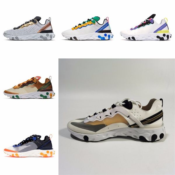 

new ashion react element running shoes fo men women light bone triple black royal solar team red mens trainers sports sneaker runner s#07006
