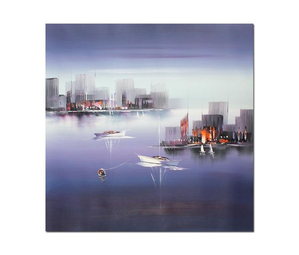

art calm harbour oil paintings painted by hand on canvas wall art for living room purple landscape painting for bedroom
