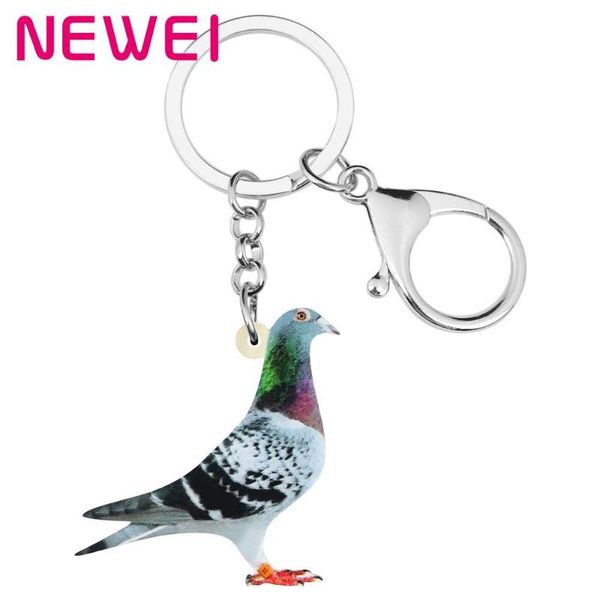 

newei acrylic carrier pigeon key chains bird key rings bag car purse decorations keychains for women girls teens men charms gift, Silver