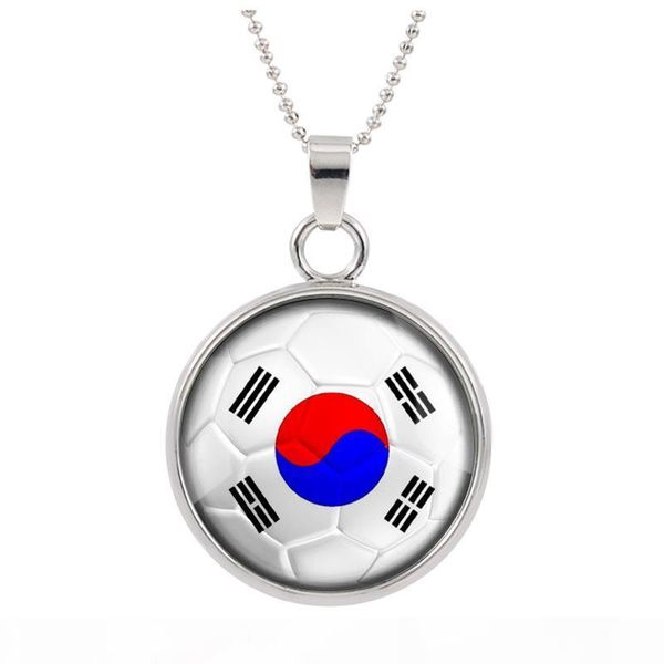 

r new three -dimensional 2018 world cup korea necklace pendant colorful pendant glass cabochon dome necklaces jewelry elling custo, Silver