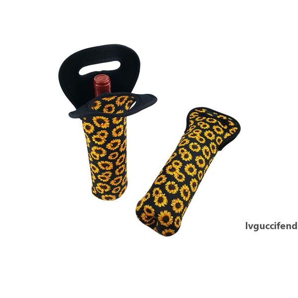 

new design sunflower insulated neoprene 750ml wine bottle sleeve single wine /beer bottle cooler bag lx1923