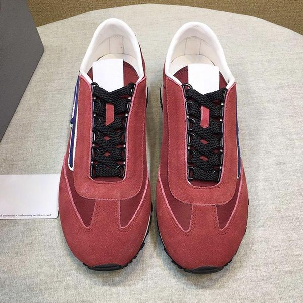 

suede and nylon sneakers men 's shoes with origin box outdoor walking breathable chunky sneakers comfortable style lace -up casual men, Black