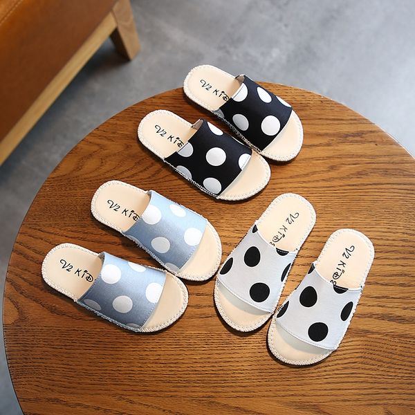 

children boys girls polka dot slippers summer casual sandals soft sild non slip fashion home shoes kids gifts*, Black;grey