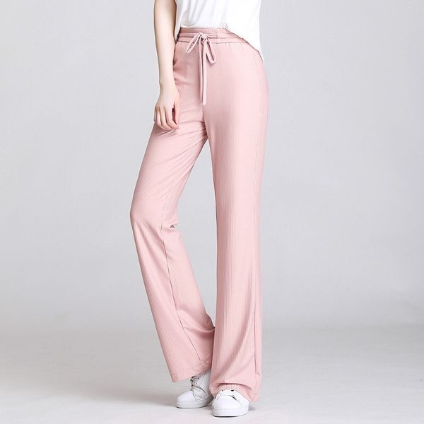 

a179-лето 2020 корейской версии высокой талии твердых цвет случайных брюки шаровары, Black