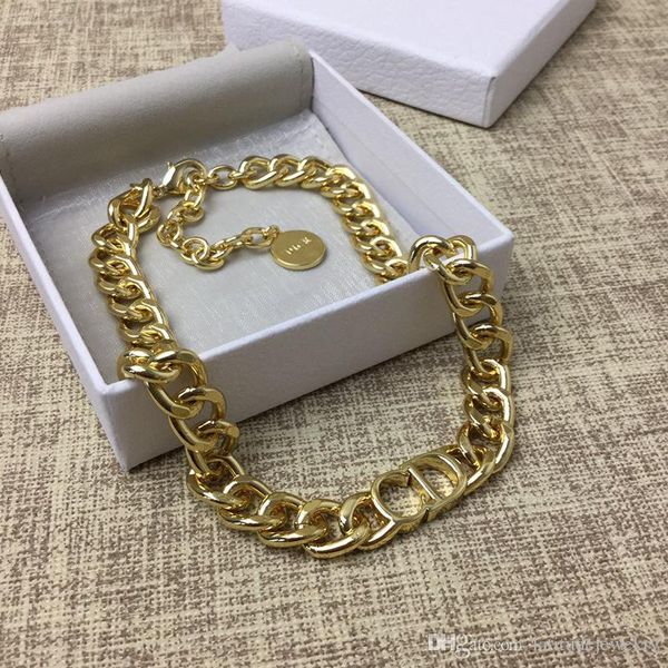 

luxury designer jewelry women gold thick chains designer necklace for girl letter d hip hop necklace fashion fine jewelry, Silver