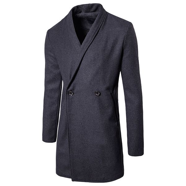 

ewq / men's wear autumn long coat for male 2020 new fashion casual thin style woolen coat long sleeve suit style jacket 9y3190, Black