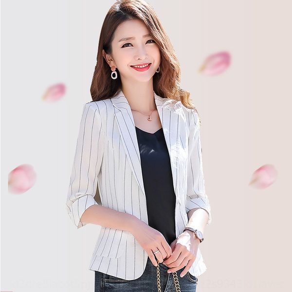 

полосатая небольшой костюм куртка для женщин укороченных рукавов 2020 новых корейских тонких пальто пальто подходят короткий случайного мале, White;black