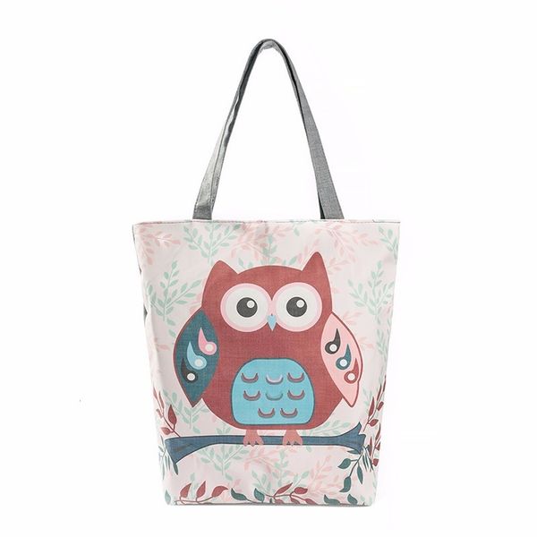 

2020 women bag owl printed canvas tote casual beach bags women shopping bag handbags fashion plain bag schoolbag shopping t2