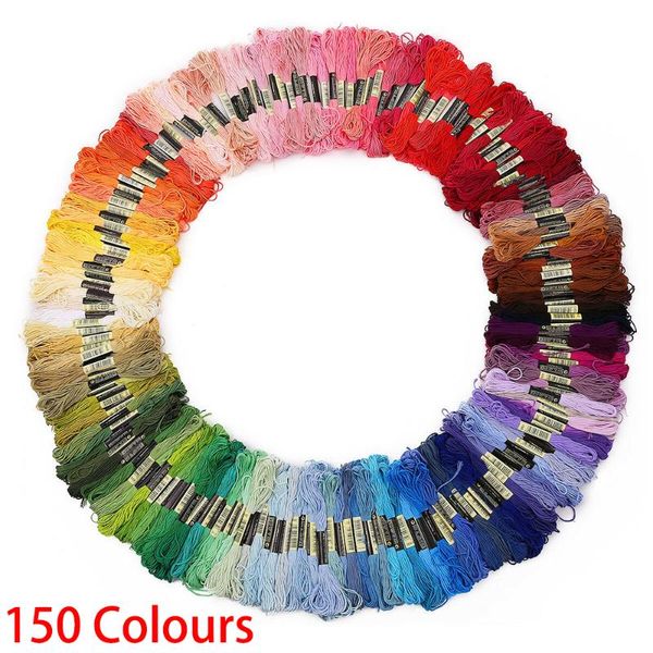 

yarn 45 150 200 250 300 coloured egyptian cotton embroidery cross stitch thread floss cloth felts patches crafts, Black;white