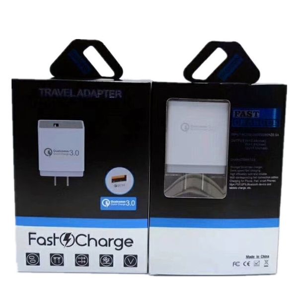 

qc3.0 fast rapid adaptive eu us ac home travel wall charger power adapter for iphone 7 8 x samsung s6 s7 edge s8 android phone