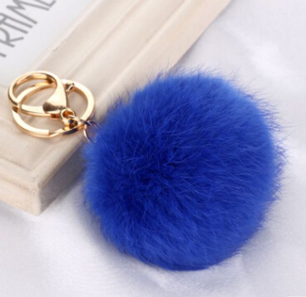 

real rabbit fur ball keychain soft fur ball lovely gold metal key chains ball pom poms plush keychain car keyring bag earrings accessories 2, Silver