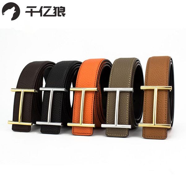 

mens leather h belts smooth buckle belts woem litchi grain leather belt with casual jeans vintage women belt with, Black;brown
