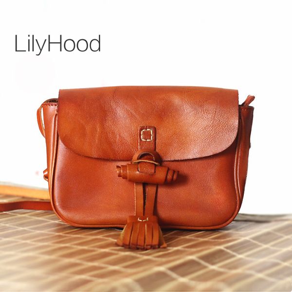 

first layer cow leather small messenger bag women vintage handmade natural brushed-off leather handbag female cowboby style bag