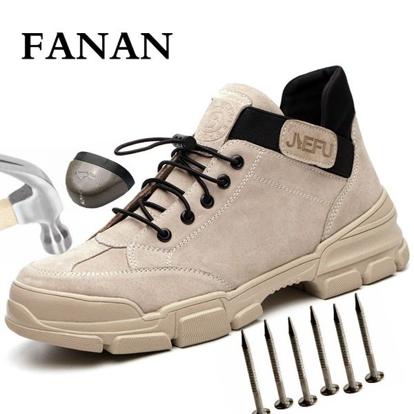 

fanan men indestructible shoes steel toe safety shoes construction puncture proof men breathable work protective boots, Black