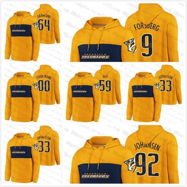 

customize predators 2020 classic hoodies jerseys 9 filip forsberg 64 mikael granlund roman josi ryan johansen viktor arvidsson yellow, Black;red