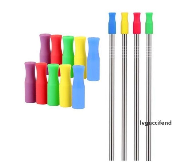 

mixed colors silicone tips for stainless steel straws tooth collision prevention straws cover silicone tubes ship