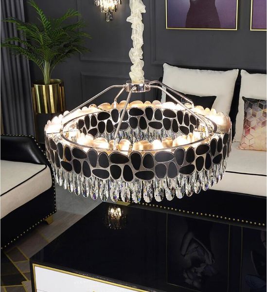 

loft modern chandelier living room luxury crystal chandelier round bedroom lighting dining room decoration lamp