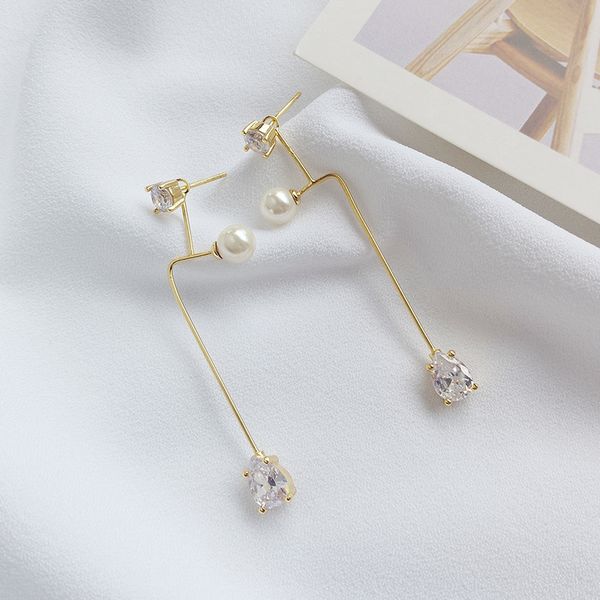 

2020 new fashion jewellery 18K gold plated 925 silver Zircon large drop earrings 10 pairs per lot