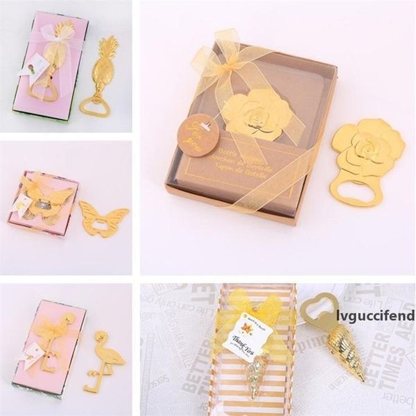 

5 styles gold color wedding opener creative golden beer bottle opener rose conch butterfly shaped openers party supplies