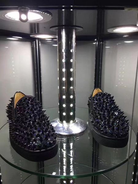 

gentlemen pik boat flats slip on black glitter leather pik pik spikes sneakers red bottom loafers outdoor walking partyt03