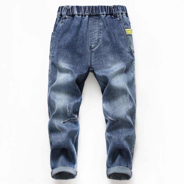 

boys' autumn new 2020 children's trousers medium and casual pants jeans and jeans large children's loose casual pants stretch, Blue