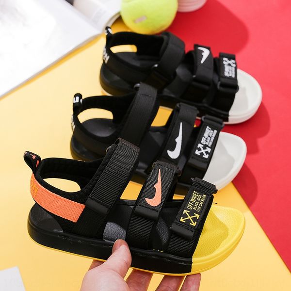 

children's and ribbon 2020 new boys' soft bottom sandals all-match girls' ribbon sandals, Black;red