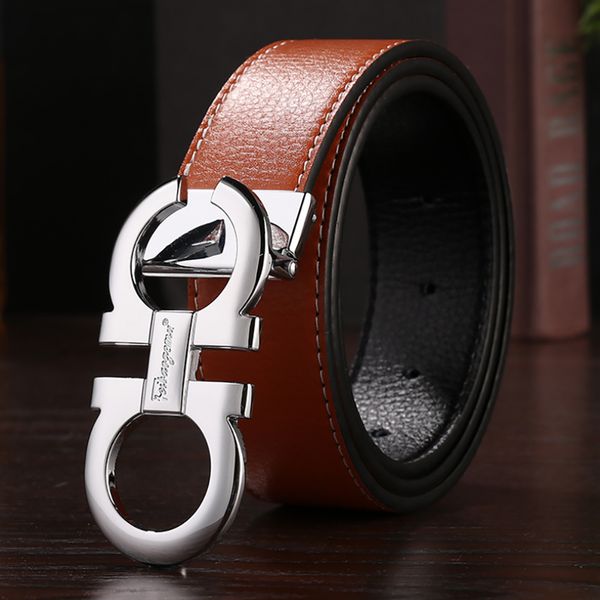 

luxury designer fashion designer belts men cowhide leather belt metal smooth buckle solid jeans belts for women, Black;green