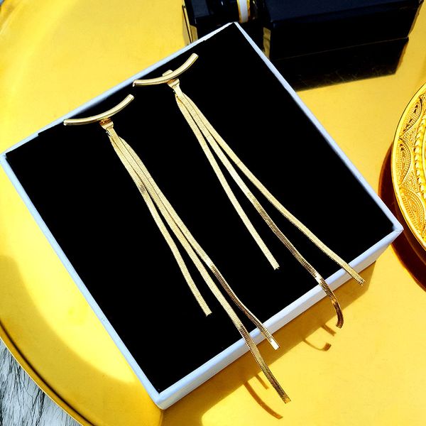 

2020 new design fashion jewelry long tassel hanging gold chain drop earrings gold earrings party fashion jewelry for women gift, Silver