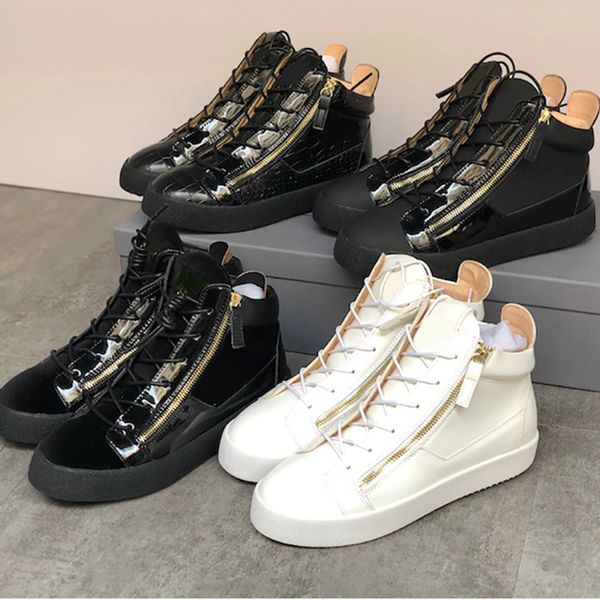 

men's kriss mid-sneakers black velvet side zips leather men shoes frankie low-trainers rubble sole runner shoes