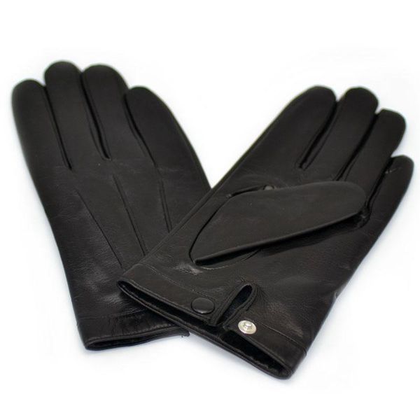 

calharmon men one real sheep leather wrist button gloves black, Blue;gray