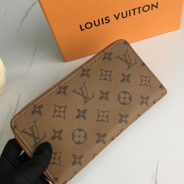 

vintage designer type lady leather long wallet fashion style womens wallet purses card holder handbag female zipper purse with origin box