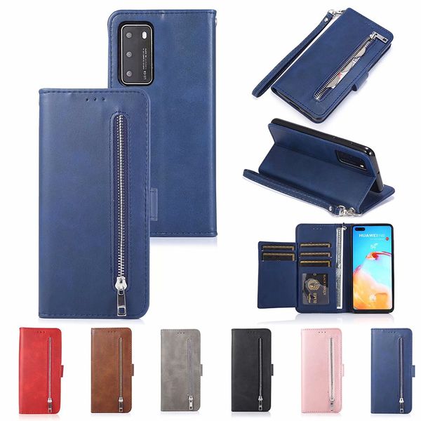 Photo Frame Zipper Wallet PU Leather 5 Card caso Slot de aleta para Samsung Galaxy A51 A71 A11 A21 A41 A70E Huawei P40LITE P40PrO