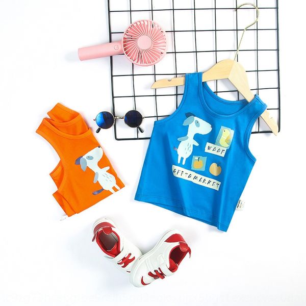 

children's summer new vest boyssleeveless cotton korean style girlsbase shirt cotton i-shaped vest, Blue