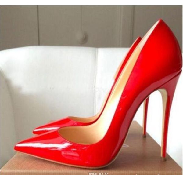 

new women shoes red bottoms high heels pointed toe red sole 8cm 10cm 12cm pumps come with logo dust bags wedding shoes, Black