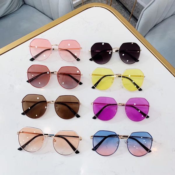 

2019 korean children's sun metal men's and women's baby's sunglasses fashionable street-smarine glasses, Blue
