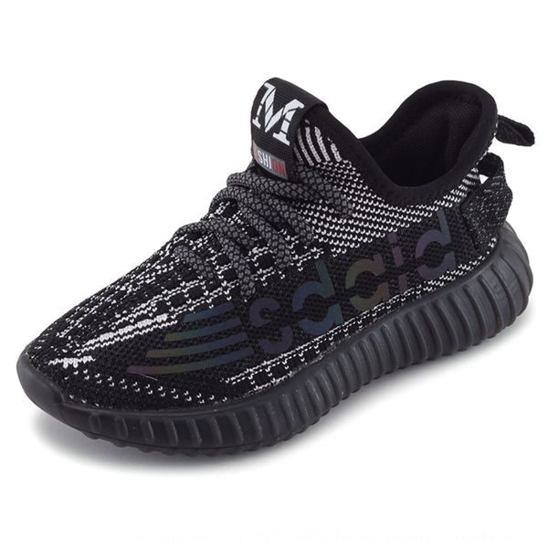

boys sneakers and girls 2020 autumn flying woven children's online popular sports shoes front lace-up children's shoes, Black