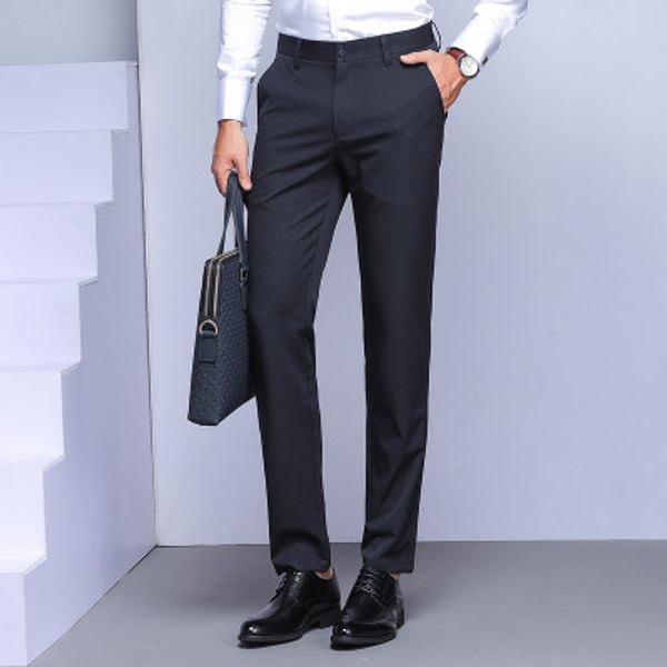 

2020 new mens slim fit business dress pants for men suit pants casual men summer formal suit trousers plus size, White;black