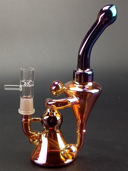 Bongo de água de vidro de cor âmbar de 7,8 polegadas narguilé inebriante rig 14mm junta macho para tubos
