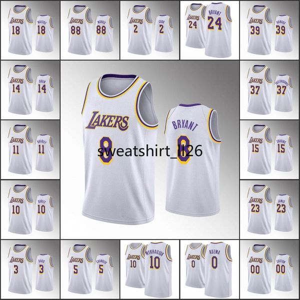 

men's los angeles nba lakers anthony davis white james custom jersey - association, Black;red