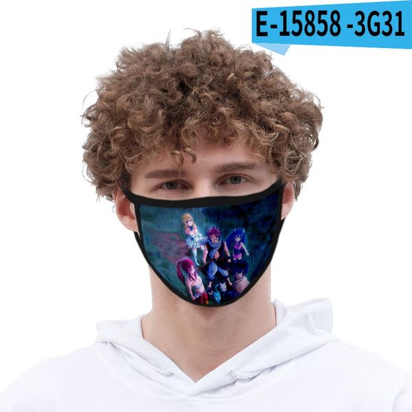 

face mask fairy tail anime fashion harajuku washable 2020 new 3d print fairy tail mask child m l yxmfp, Black