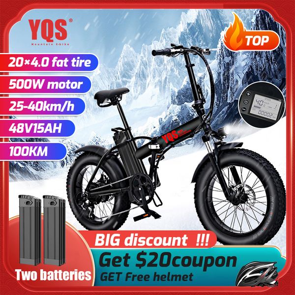 

yqs new 500w 40km/h snow mountain electric bike 20inch 4.0 fat tire ebike bicicleta eletrica beach bicycle, Silver;blue