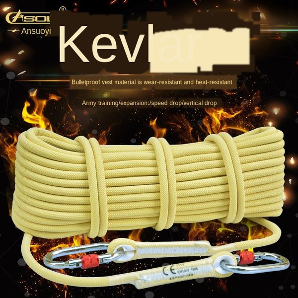 

ansuo kevlar static descent safety wear-resistant high-altitude climbing aramid rope outdoor safety rope equipment