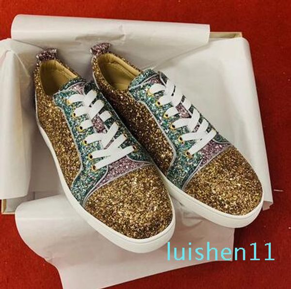 

luxury designer men casual shoes brand red bottom sneakers shoes perfect outdoor red sole trainer eu35-47 llll11, Black