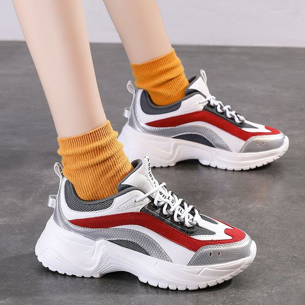 

new women platform dad shoes 2020 spring fashion casual breathable ladies chunky sneakers feminino plataforma