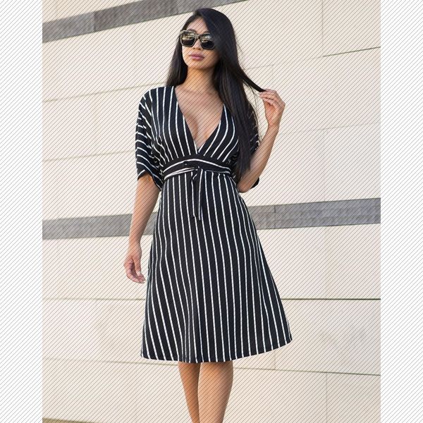 

j6081 2019 european and american womens spring and summer fashion casual dress striped strap dress, White;black