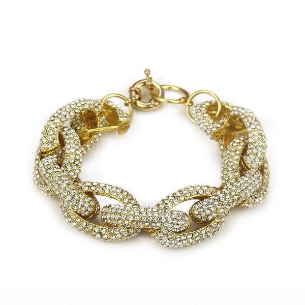

19mm twisted and oval link bracelet iced out micro pave zircon hip hop fashion punk chain bling bling charms jewelry, Black