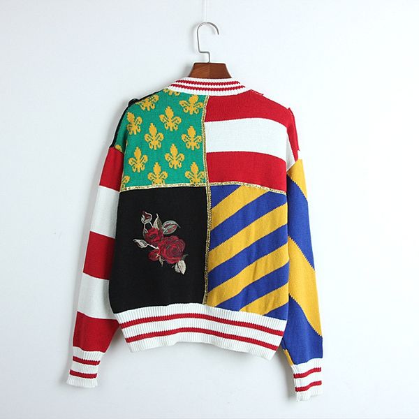 

712 2020 brand same style regular long sleeve kint sweater beads pullover crew neck sweater dl, White