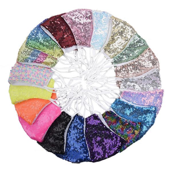 

woman fashion face mask sequin washable face mouth masks breathable bling bling reusable mask 19 color in stock