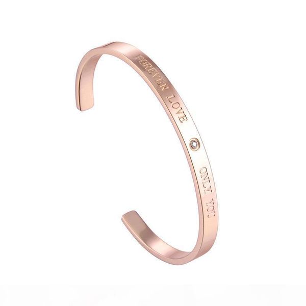 

women's simple love rose gold titanium steel real diamond bracelet for valentine's day gifts, Black